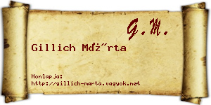 Gillich Márta névjegykártya